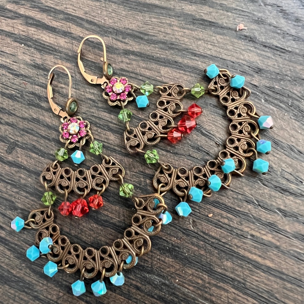 Vintage Multi-Color Dangle Earrings
